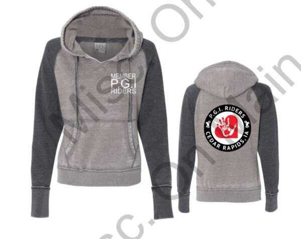 J. America - Women's Zen Fleece Raglan Hooded Sweatshirt with PGI Riders Printing