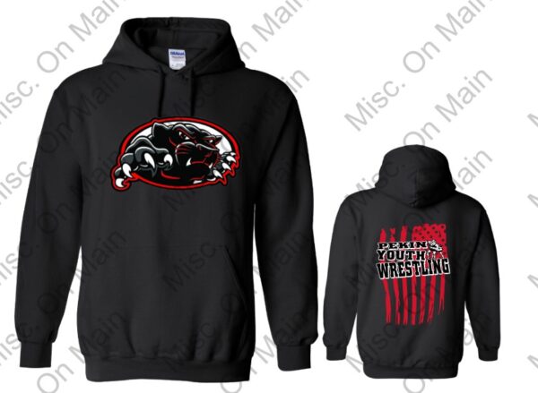 Gildan Hooded Sweatshirt with Pekin Youth Wrestling Print