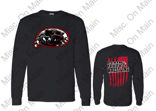 Gildan Long Sleeve T-Shirt with Pekin Youth Wrestling Printing