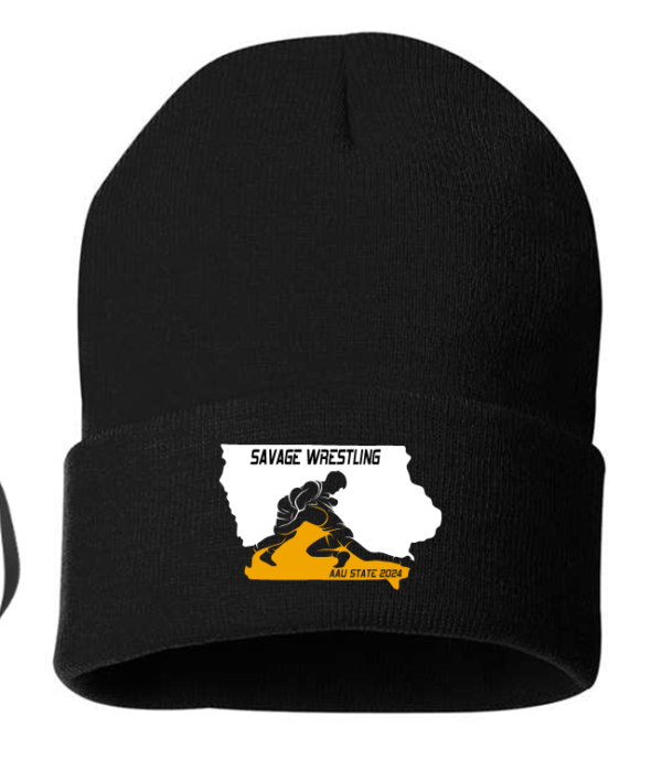 Sportsman 12" Solid Cuffed Beanie with AAU State Wrestling