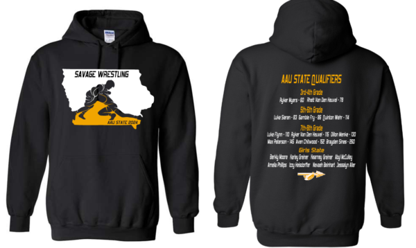 Gildan Hooded Sweatshirt with AAU State Wrestling - Image 2