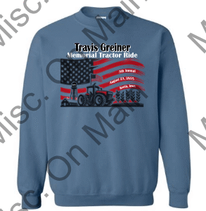 Gildan Crewneck Sweatshirt with Travis Greiner Memorial Ride 2025 Printing