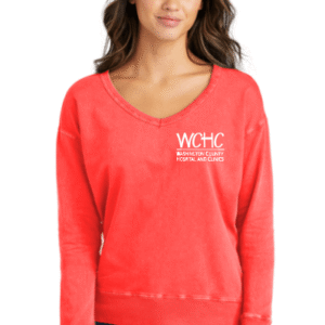 Port & Company Women's Beach Wash Garment-Dyed V-Neck Sweatshirt w/ WCHC Left Chest Printing