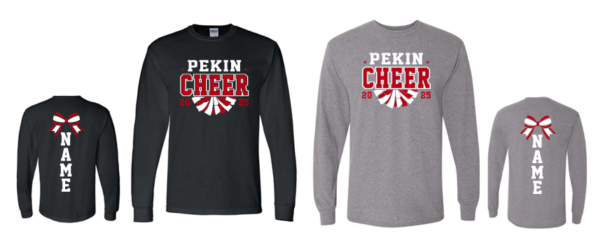 Gildan Dryblend Long Sleeve T-Shirt with Customized Pekin Cheer Printing