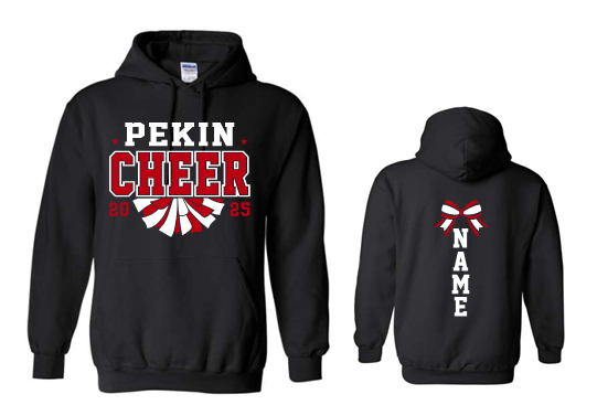 Gildan Hooded Sweatshirt with Customized Pekin Cheer Printing - Image 3
