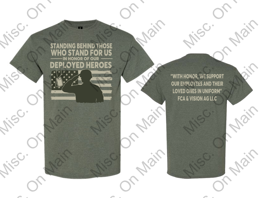 Gildan Short Sleeve T-Shirt with Stand Behind Those, Who Stand for Us- FCA Vision Ag