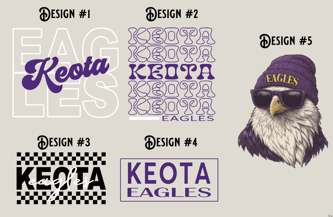 Youth Bella & Canvas Unisex Fleece Hooded Sweatshirt w/ Customizable Keota Eagles Printing - Image 2