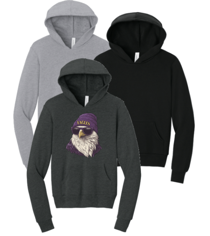 Youth Bella & Canvas Unisex Fleece Hooded Sweatshirt w/ Customizable Keota Eagles Printing - Image 6