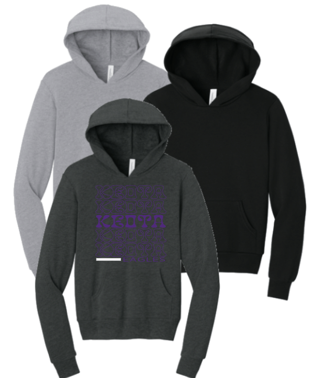 Youth Bella & Canvas Unisex Fleece Hooded Sweatshirt w/ Customizable Keota Eagles Printing - Image 3