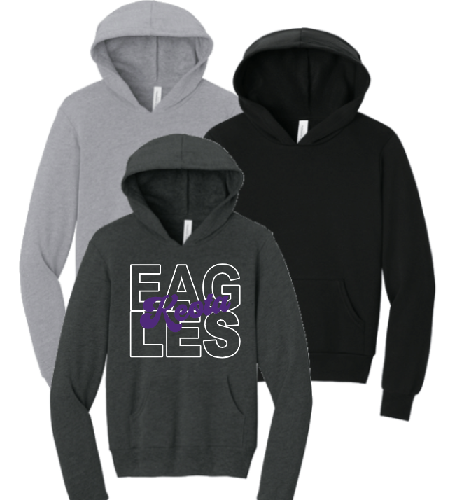 Youth Bella & Canvas Unisex Fleece Hooded Sweatshirt w/ Customizable Keota Eagles Printing