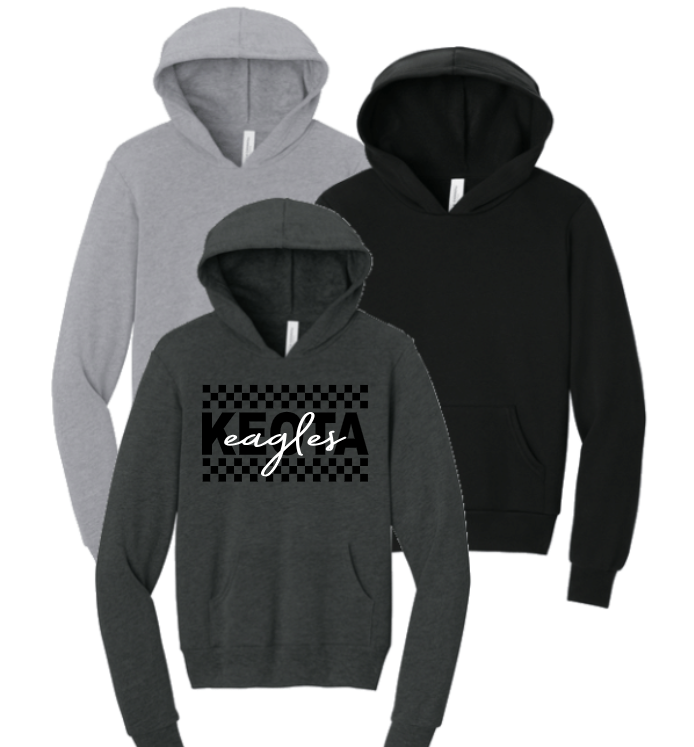 Youth Bella & Canvas Unisex Fleece Hooded Sweatshirt w/ Customizable Keota Eagles Printing - Image 4