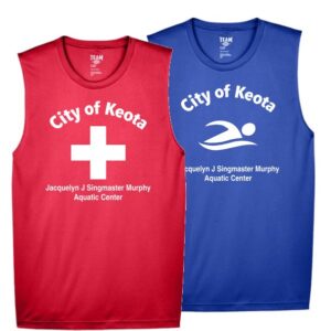 Men's Zone Performance Muscle T-Shirt with customized Keota Pool Logo